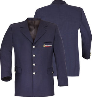 Feuerwehr Uniformjacke dunkelblau, Vorder- und Rückansicht