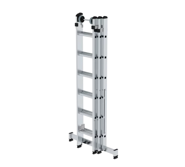 MUNK Sprossen-Mehrzweckleiter 3-teilig mit nivello®-Traverse und Wandlaufrollen – – Jetzt erhältlich im MTN Shop DE.