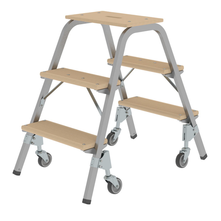 Munk Stahl-Holz-Tritt mit Lenkrollen - imagen 3