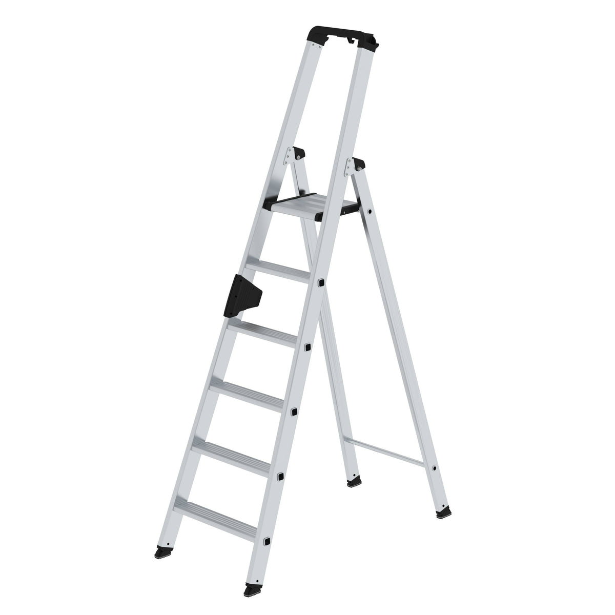 Munk Stufen-Stehleiter einseitig begehbar – Einseitig begehbare Alu-Stehleiter mit rutschfesten 80 mm Stufen, Ablageschale & 150 kg Tragkraft. Sicher & komfortabel arbeiten – jetzt bestellen! – Jetzt erhältlich im MTN Shop DE. - imagen 3