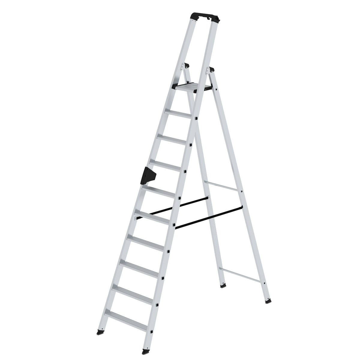 Munk Stufen-Stehleiter einseitig begehbar – Einseitig begehbare Alu-Stehleiter mit rutschfesten 80 mm Stufen, Ablageschale & 150 kg Tragkraft. Sicher & komfortabel arbeiten – jetzt bestellen! – Jetzt erhältlich im MTN Shop DE. - imagen 7