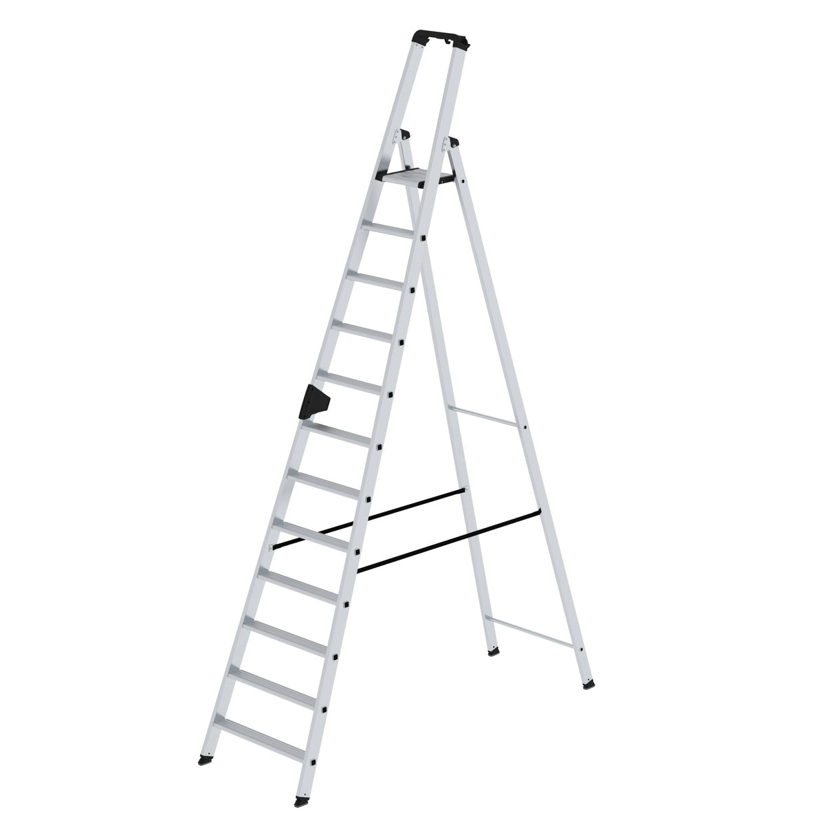 Munk Stufen-Stehleiter einseitig begehbar – Einseitig begehbare Alu-Stehleiter mit rutschfesten 80 mm Stufen, Ablageschale & 150 kg Tragkraft. Sicher & komfortabel arbeiten – jetzt bestellen! – Jetzt erhältlich im MTN Shop DE. - imagen 8