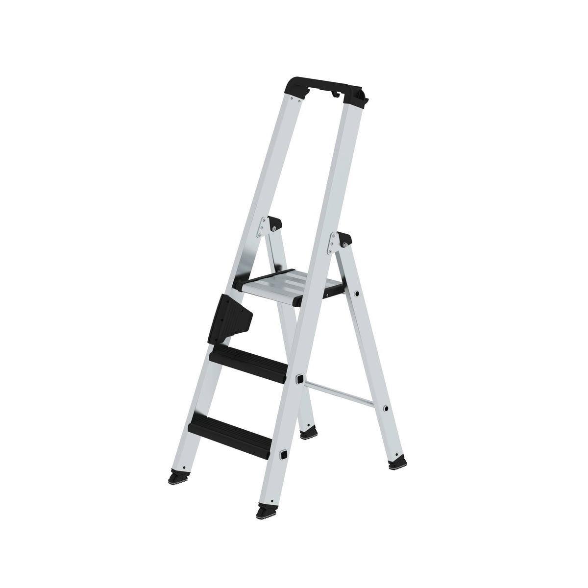 Munk Stufen-Stehleiter einseitig begehbar mit clip-step relax – Alu-Leiter mit ergonomischen Clip-Step Relax Stufen, ergo-pad® Griffzone & 150 kg Tragkraft. Sicher & bequem arbeiten – jetzt entdecken! – Jetzt erhältlich im MTN Shop DE.