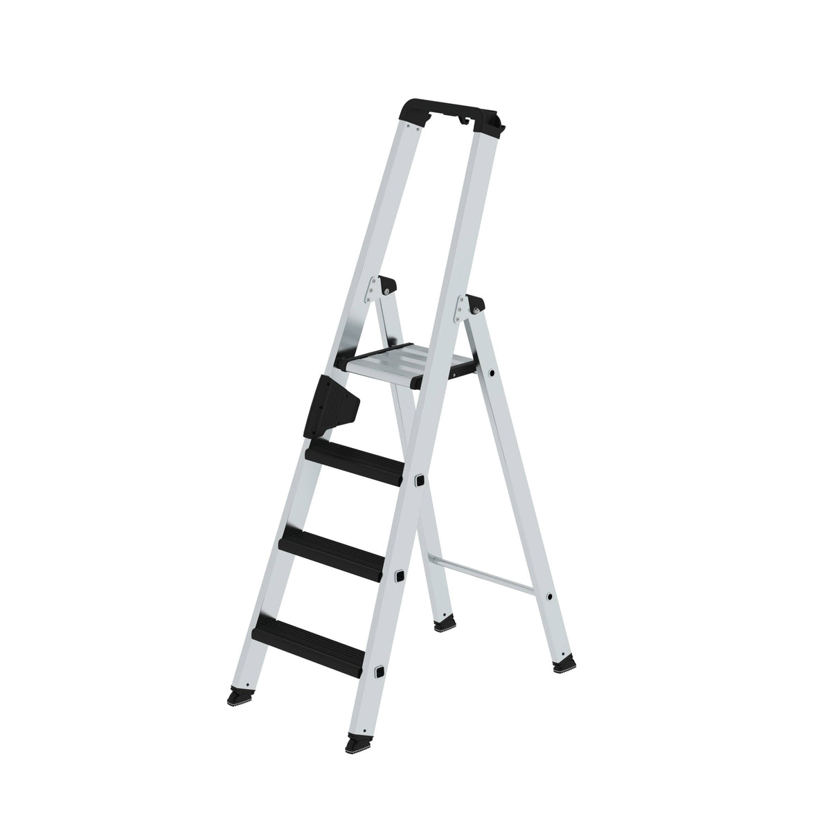 Munk Stufen-Stehleiter einseitig begehbar mit clip-step relax – Alu-Leiter mit ergonomischen Clip-Step Relax Stufen, ergo-pad® Griffzone & 150 kg Tragkraft. Sicher & bequem arbeiten – jetzt entdecken! – Jetzt erhältlich im MTN Shop DE.