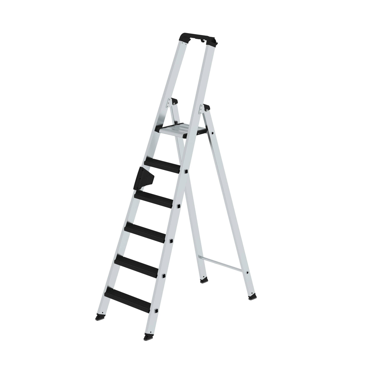 Munk Stufen-Stehleiter einseitig begehbar mit clip-step relax – Alu-Leiter mit ergonomischen Clip-Step Relax Stufen, ergo-pad® Griffzone & 150 kg Tragkraft. Sicher & bequem arbeiten – jetzt entdecken! – Jetzt erhältlich im MTN Shop DE.