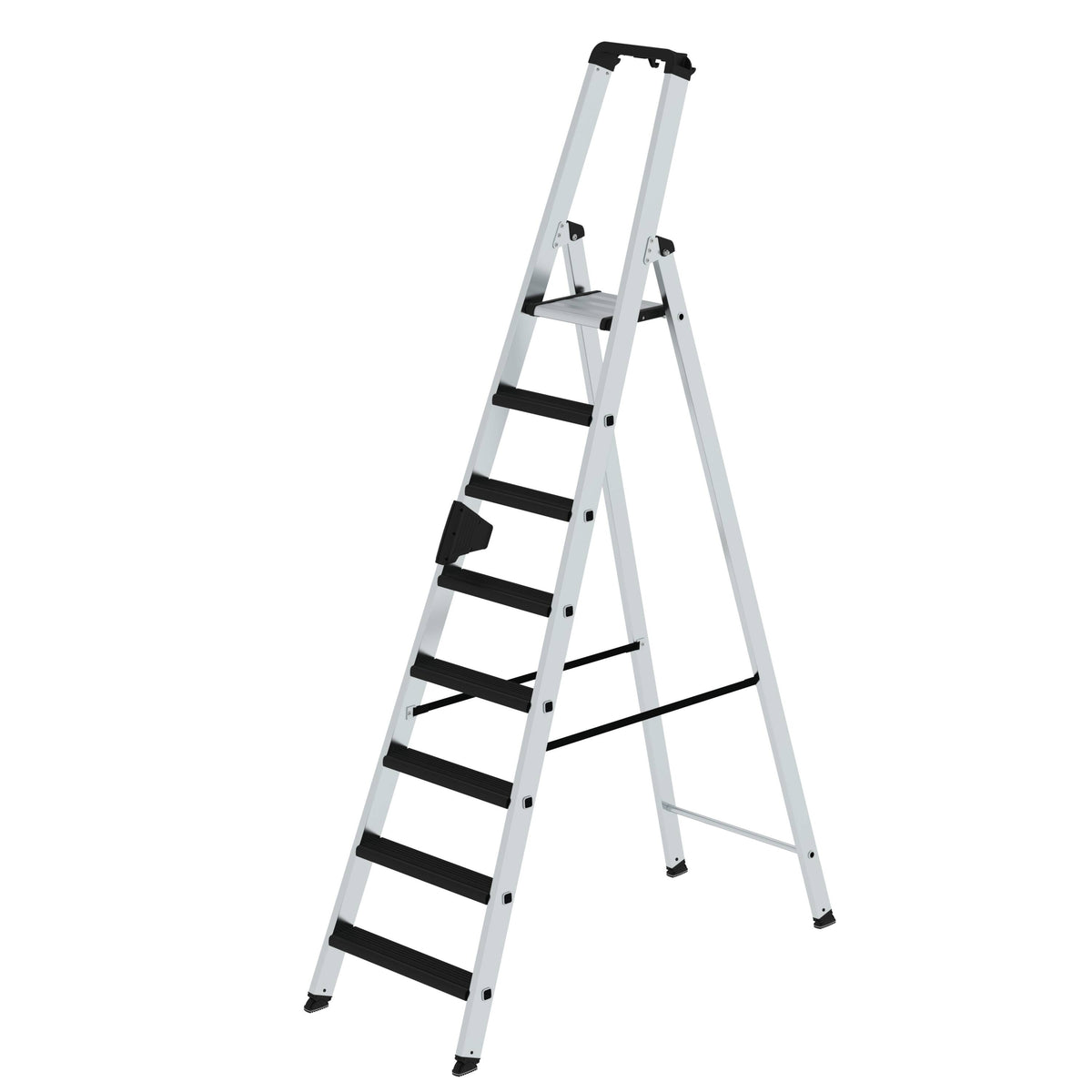 Munk Stufen-Stehleiter einseitig begehbar mit clip-step relax – Alu-Leiter mit ergonomischen Clip-Step Relax Stufen, ergo-pad® Griffzone & 150 kg Tragkraft. Sicher & bequem arbeiten – jetzt entdecken! – Jetzt erhältlich im MTN Shop DE.