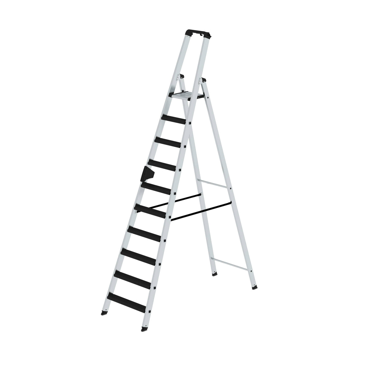 Munk Stufen-Stehleiter einseitig begehbar mit clip-step relax – Alu-Leiter mit ergonomischen Clip-Step Relax Stufen, ergo-pad® Griffzone & 150 kg Tragkraft. Sicher & bequem arbeiten – jetzt entdecken! – Jetzt erhältlich im MTN Shop DE.