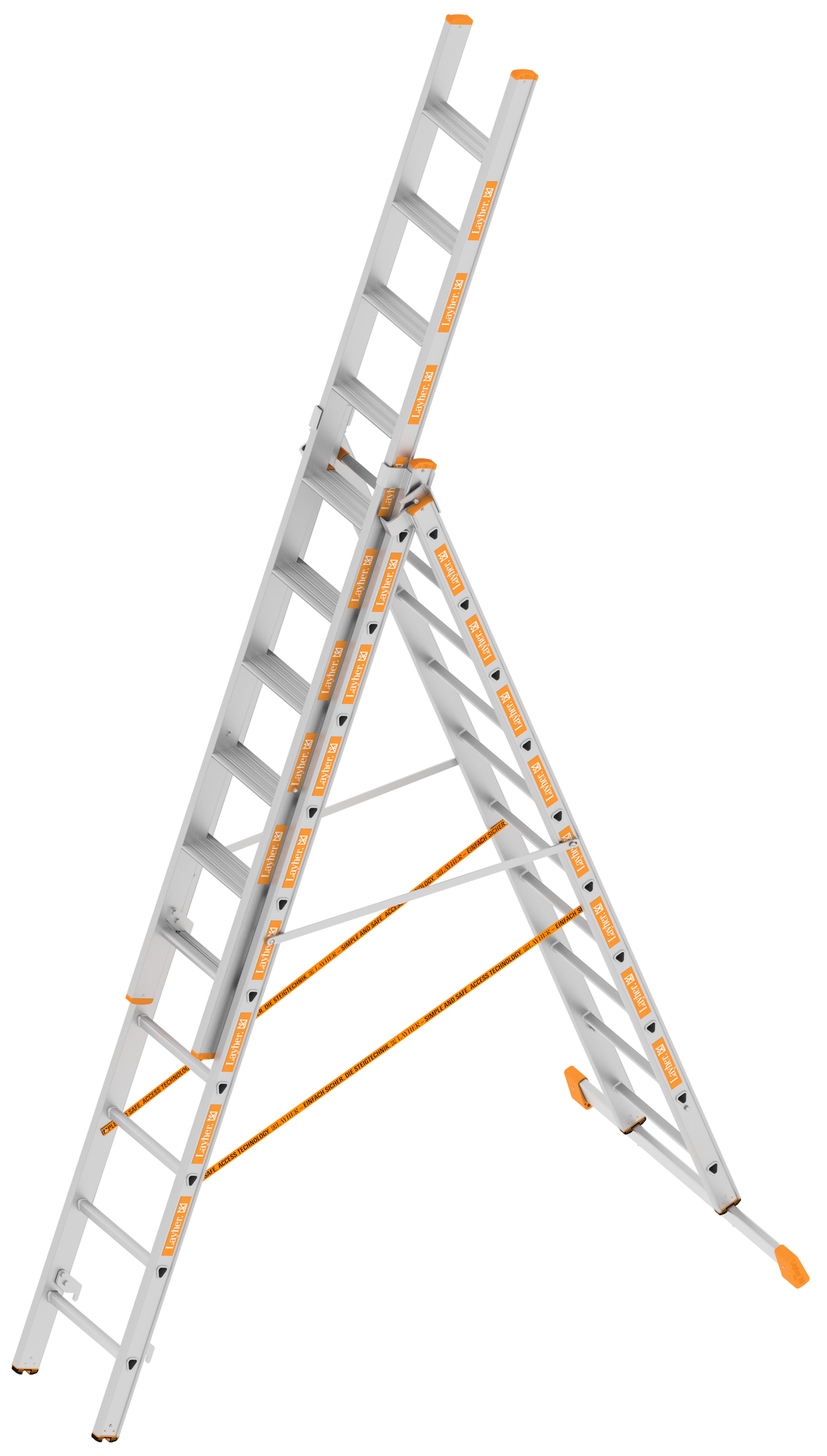 Layher Allzweckleiter 3-teilig mit Stufen TOPIC – Multifunktionale Leiter, schnell montierbar, sicherer Stand, flexible Einsatzmöglichkeiten. Ideal für alle Höhen! Jetzt bestellen! – Jetzt erhältlich im MTN Shop DE. - imagen 3