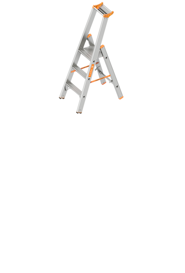 Layher Stufenstehleiter einseitig begehbar TOPIC – Robuste, einseitig begehbare Leiter mit sicherem Stand, großem Podest und optionaler Spreizsicherung. Jetzt sichern und bequem arbeiten! – Jetzt erhältlich im MTN Shop DE.