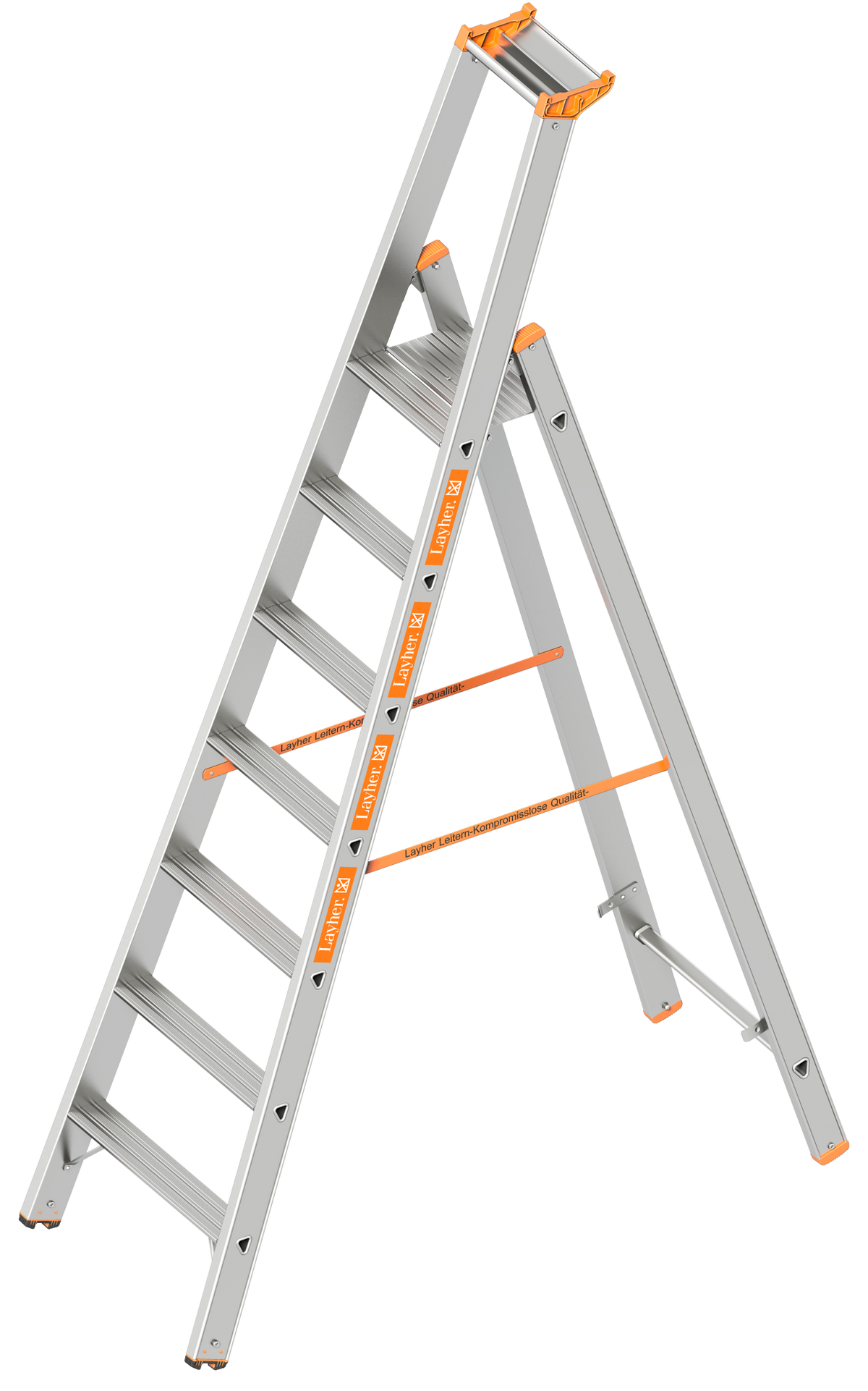 Layher Stufenstehleiter einseitig begehbar TOPIC – Robuste, einseitig begehbare Leiter mit sicherem Stand, großem Podest und optionaler Spreizsicherung. Jetzt sichern und bequem arbeiten! – Jetzt erhältlich im MTN Shop DE. - imagen 5
