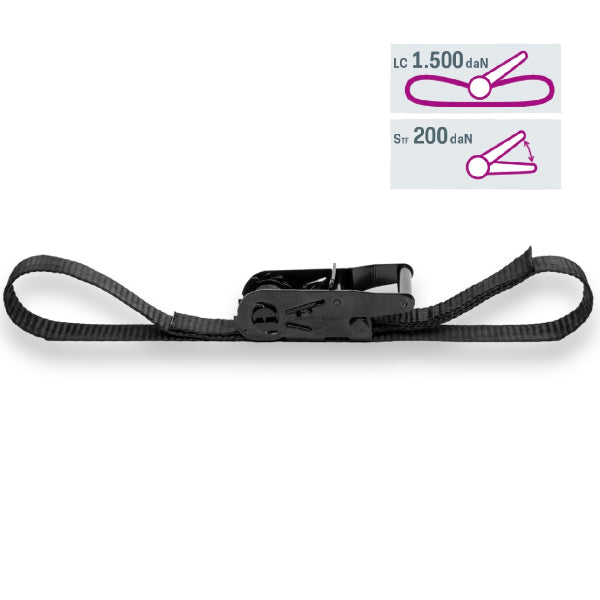Safetex Zurrgurt 25 mm 1-teilig - 10 Stück – Safetex Zurrgurt 25 mm 1-teilig - 10er Pack. Zurrgurt 25 mm 1-teilig Länge 2.00 m Blackline mit Druckratsche 25-S EN 12195-2 PES LC 1500 daN in der Umreifung – Jetzt erhältlich im MTN Shop DE.