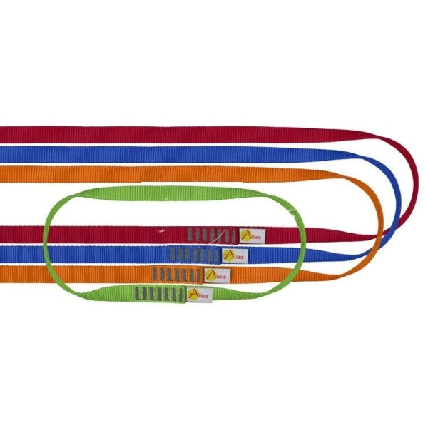 Aliens Rundschlingen Sets – Robuste Rundschlingen aus Polyamid mit einer Mindestbruchlast von 22 kN. In leuchtenden Farben, langlebig und einfach zu handhaben. Jetzt entdecken! – Jetzt erhältlich im MTN Shop DE.