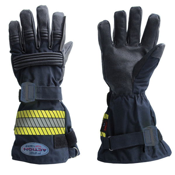 Askö FIRE ACTION TOP Feuerwehrhandschuh mit langer Stulpe in Schwarz