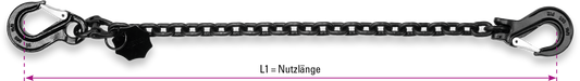 Safetex Anschlagkette 1-Strang mit zwei Lasthaken