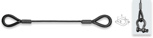 Safetex Riggingseile als Anschlagmittel mit 2 Sonderkauschen Blackline