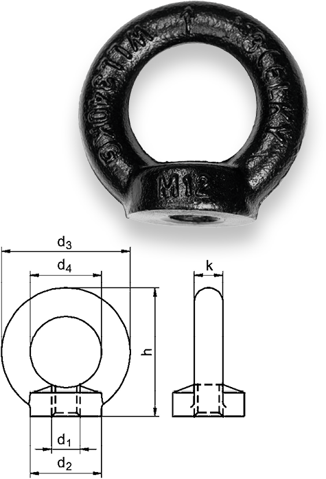 Safetex Ringmutter DIN 582, im Gesenk geschmiedet Blackline (10 Stück)
