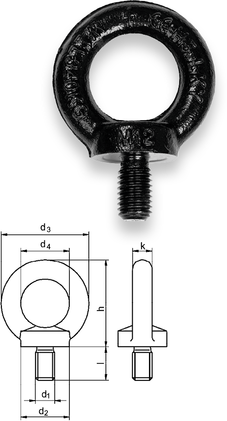 Safetex Ringschraube DIN 580, im Gesenk geschmiedet Blackline (10 Stück)