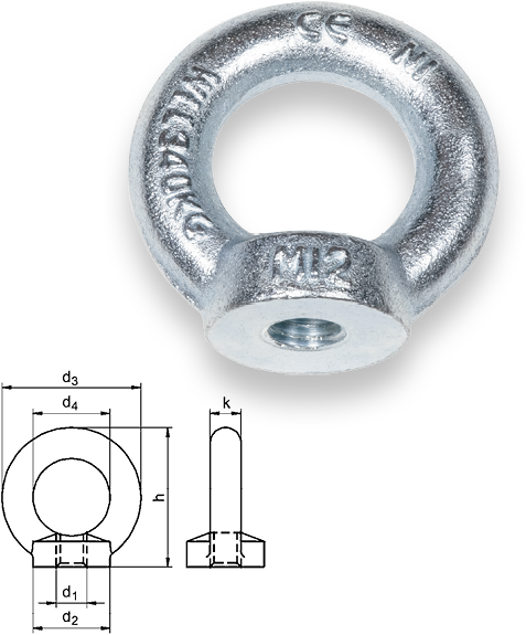 Safetex Ringmutter DIN 582, verzinkt, im Gesenk geschmiedet (10 Stück)