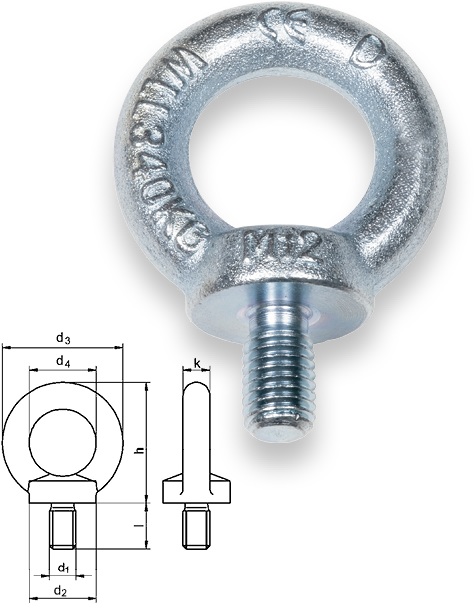 Safetex Ringschraube DIN 580, verzinkt, im Gesenk geschmiedet (10 Stück)