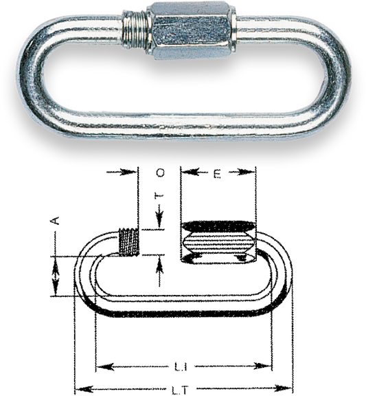 Safetex Kettenschnellverschluss verzinkt, mit großer Öffnung, aus vergütetem Stahl (10 Stück)