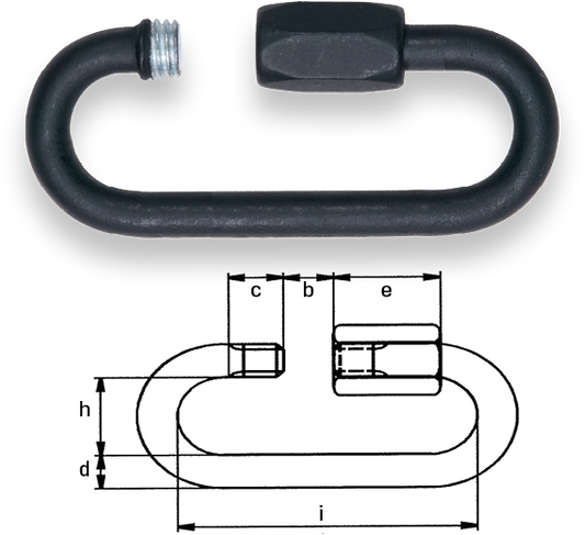 Safetex Kettenschnellverschluss DIN 56927 Form B Blackline (10 Stück)