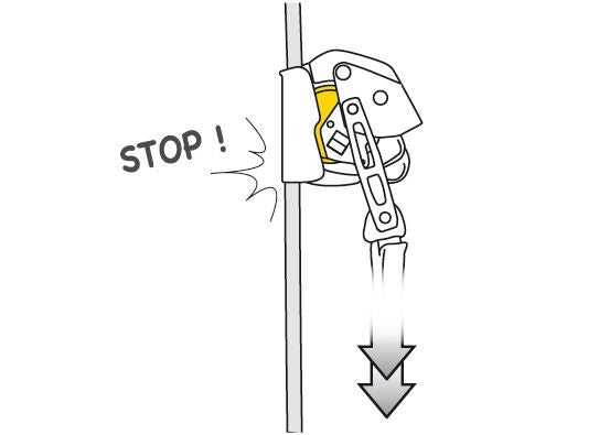 Petzl ASAP® LOCK – Das mitlaufende Auffanggerät ASAP LOCK ist darauf ausgelegt, das Handling für den Anwender beim Aufstieg am Seil zu erleichtern. Bei normaler Verwendung folgt das Gerät ohne manuelles Eingreifen automatisch den Bewegungen des Anwenders am Seil. Bei einem Sturz oder abrupter Beschleunigung blockiert das Auffanggerät am Seil und stoppt den Anwender. Die integrierte Blockierfunktion ermöglicht es dem Anwender, das Gerät zu stoppen, um die Sturzhöhe zu reduzieren. Der Verbindungsarm schützt b