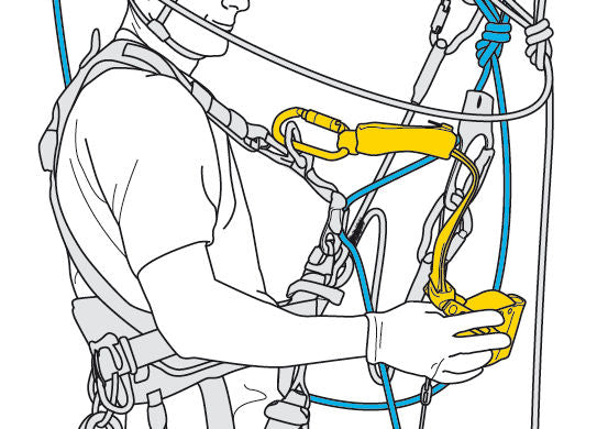 Petzl ASAP® LOCK – Das mitlaufende Auffanggerät ASAP LOCK ist darauf ausgelegt, das Handling für den Anwender beim Aufstieg am Seil zu erleichtern. Bei normaler Verwendung folgt das Gerät ohne manuelles Eingreifen automatisch den Bewegungen des Anwenders am Seil. Bei einem Sturz oder abrupter Beschleunigung blockiert das Auffanggerät am Seil und stoppt den Anwender. Die integrierte Blockierfunktion ermöglicht es dem Anwender, das Gerät zu stoppen, um die Sturzhöhe zu reduzieren. Der Verbindungsarm schützt b