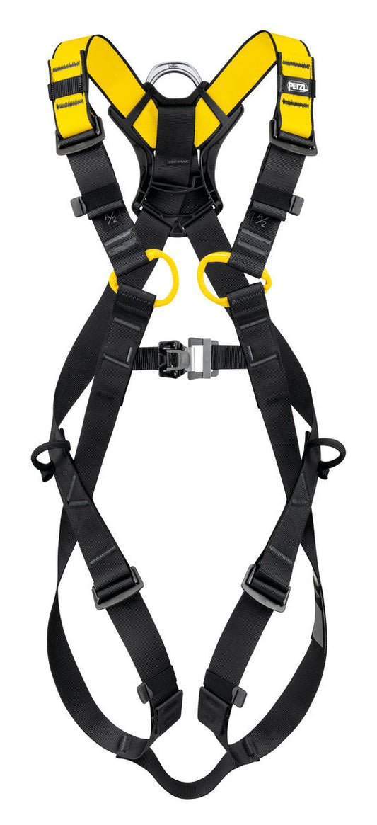 Petzl NEWTON Auffanggurt, europäische Ausführung. Ergonomischer, leichter Ganzkörper-Sicherheitsgurt für Arbeiten in der Höhe. Mit farblich gekennzeichneten Gurtbändern, selbstverriegelnden Schnallen und Befestigungsmöglichkeiten für Werkzeugtaschen.