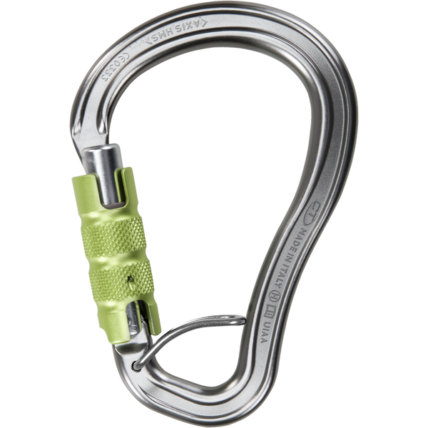 Skylotec AXIS HMS TGL Karabiner Grau/Grün - HMS-Aluminiumkarabiner mit Trilock-Verschluss und ACL-System gegen Querbelastung