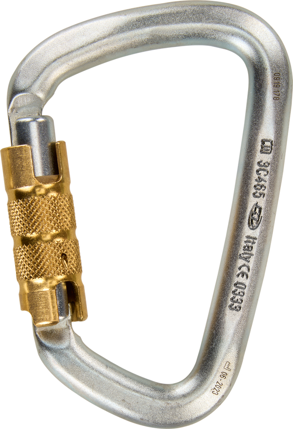 Skylotec LARGE STEEL TG Karabiner Silber - Stahlkarabiner mit Screwgate-Verschluss und Keylock-System
