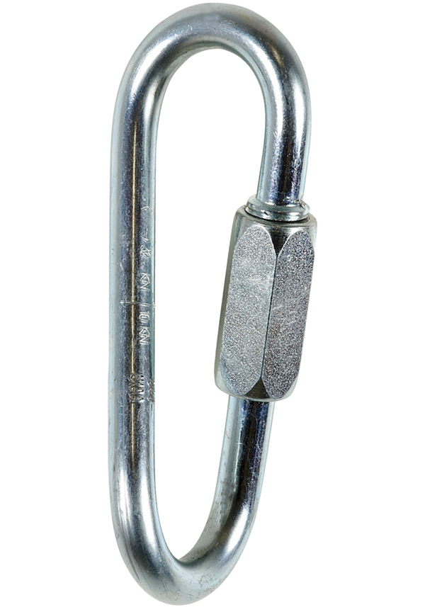 Skylotec Q-LINK TWIST Karabiner Silber - Ovaler Schnellverschluss verzinkter Stahl Ø8mm 90° verdreht für Seilzugang