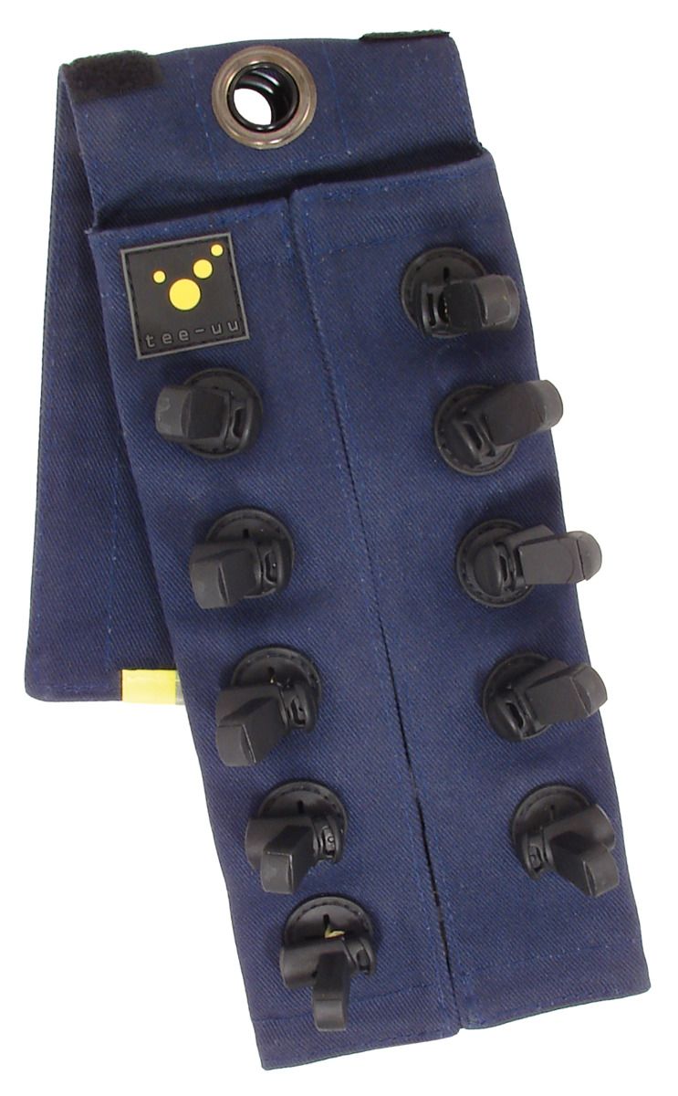 TEE-UU CHECKER POUCH Manschette Blau - Geöffnet leer mit Elastikschlaufen - imagen 6