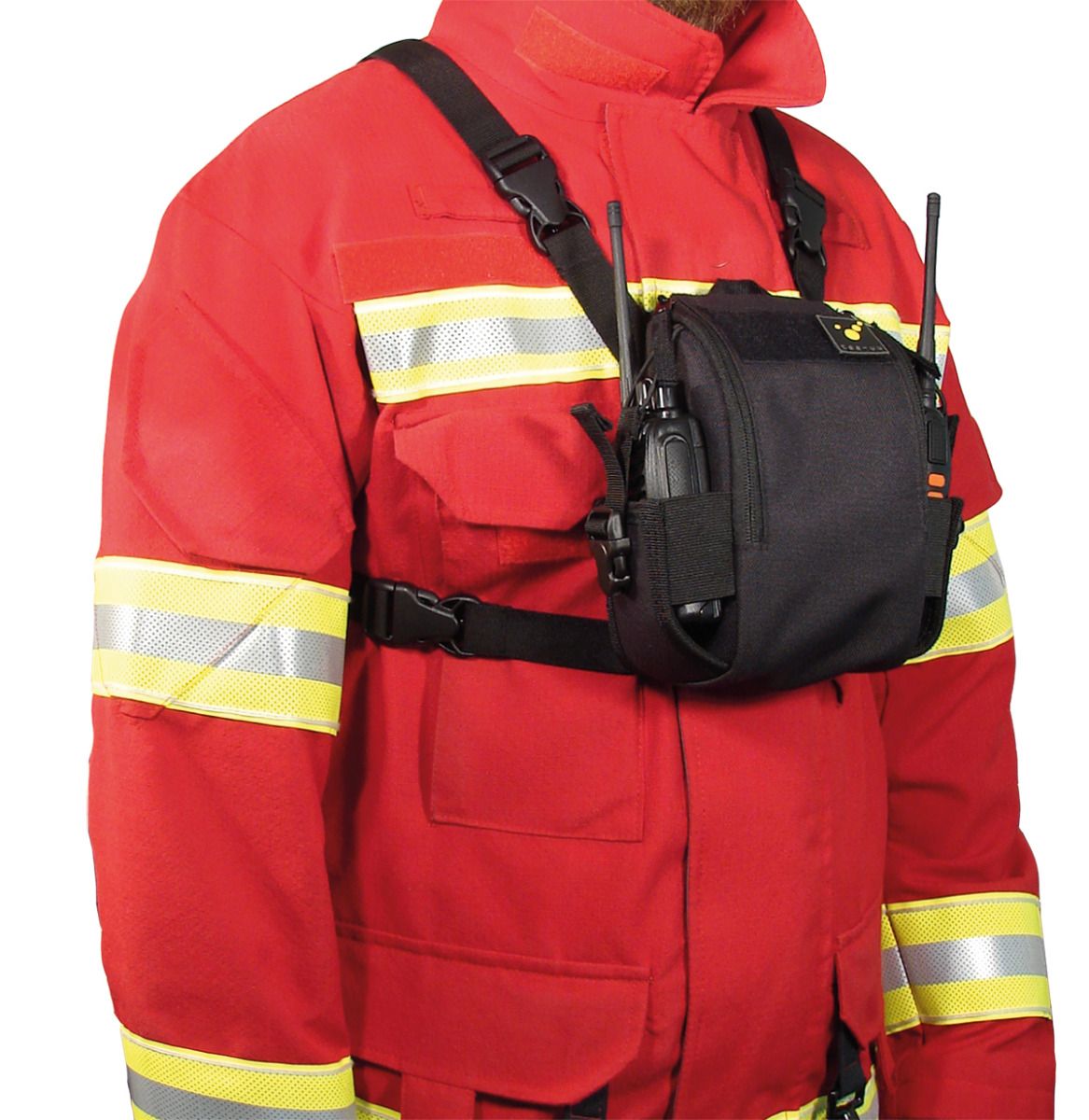 TEE-UU CHEST MOLLE Funkgeräte-Harnisch Schwarz - Rückseite Details mit Reißverschlussfach - imagen 6
