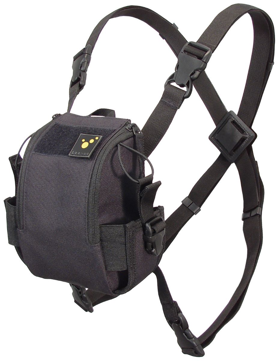 TEE-UU CHEST MOLLE Funkgeräte-Harnisch Schwarz - Hauptansicht mit Funkgerätehalterung - imagen 5