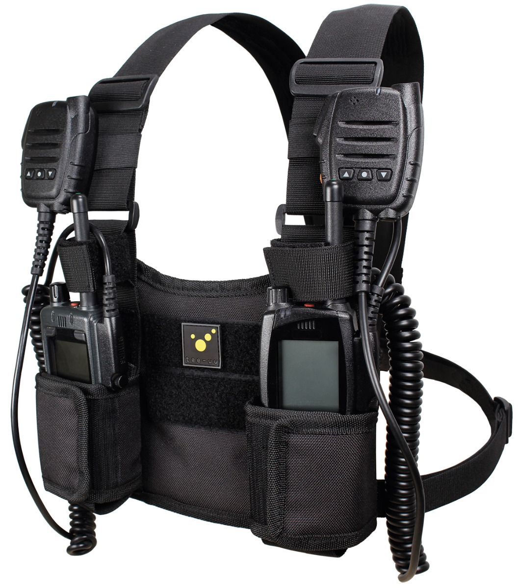 TEE-UU CHEST TWIN Funkgeräte-Harnisch Schwarz - Gefüllt am Mann Security - imagen 7