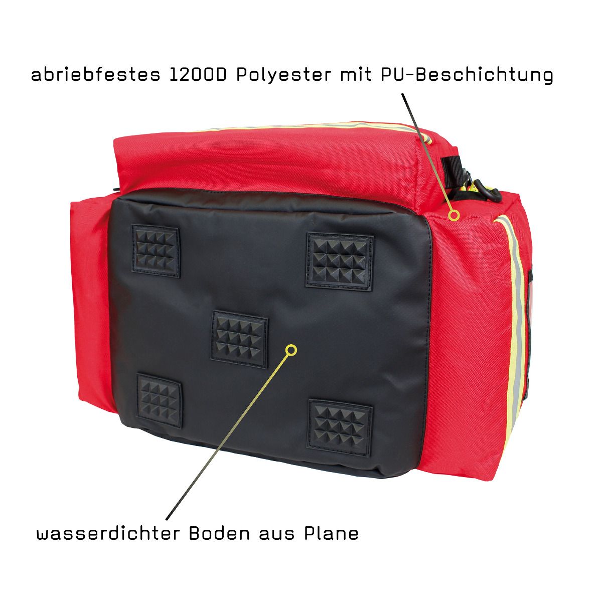 TEE-UU MIC-S Notfalltasche - Rote TEE-UU Notfalltasche aus 1200D Polyester mit schwarzem, wasserdichtem Boden und gelben Reißverschlüssen. - 3120-1500 - imagen 5