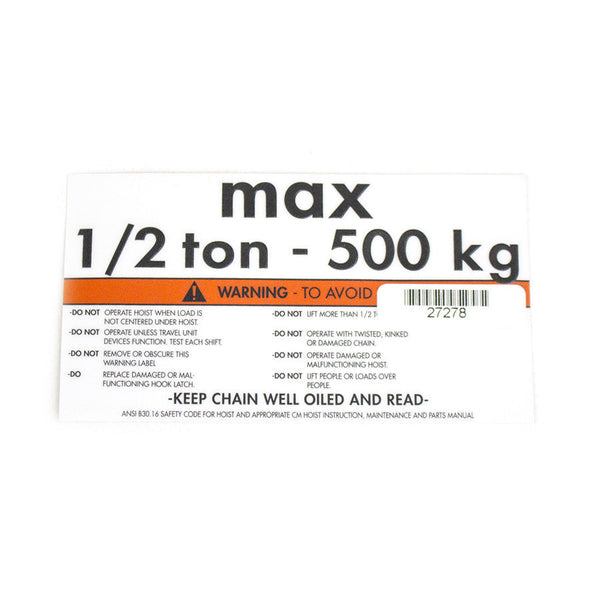 CM LODESTAR TEIL: 627-445 KAPAZITÄTSETIKETT 1/2T V1 - 27278 - CM - Teil - MTN Shop DACH