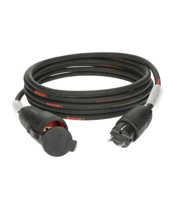 Силовий кабель Klotz TITANEX 3G H07RN-F 2,5 мм² Schuko M/F - тверда гума - Klotz - 2,5 м Силовий кабель Titanex 3G2,5 - Кабелі - MTN Shop DACH