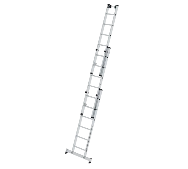 MUNK Sprossen-Mehrzweckleiter 3-teilig mit nivello®-Traverse und Wandlaufrollen – – Jetzt erhältlich im MTN Shop DE.
