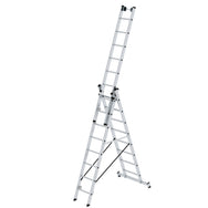 MUNK Sprossen-Mehrzweckleiter 3-teilig mit nivello®-Traverse und Wandlaufrollen – – Jetzt erhältlich im MTN Shop DE.