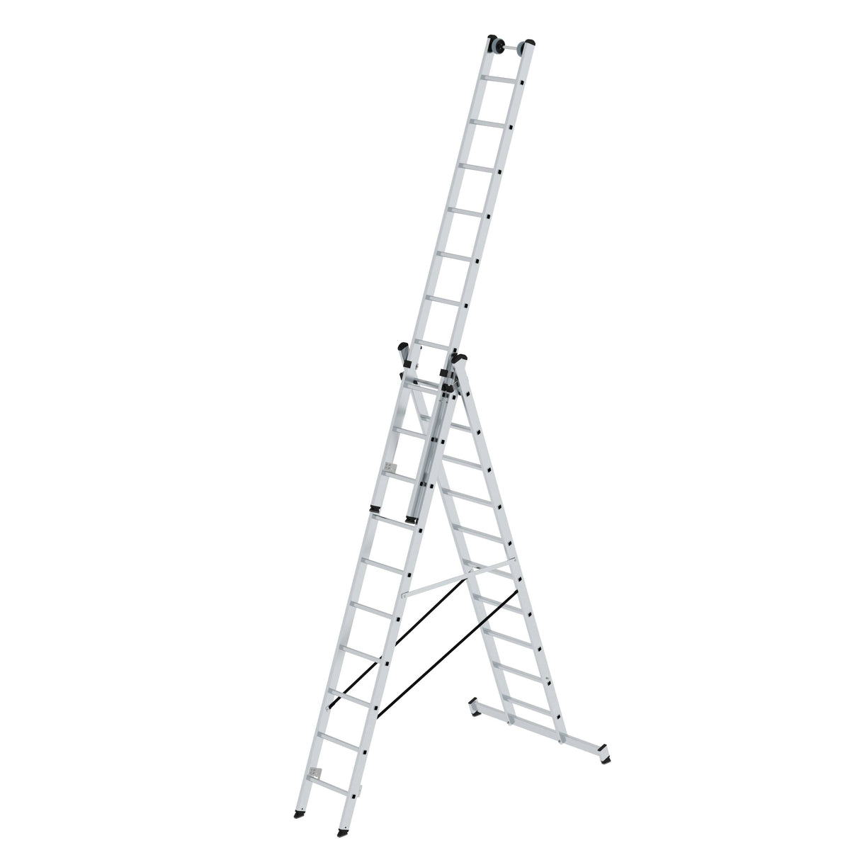 MUNK Sprossen-Mehrzweckleiter 3-teilig mit nivello®-Traverse und Wandlaufrollen – – Jetzt erhältlich im MTN Shop DE. - imagen 4