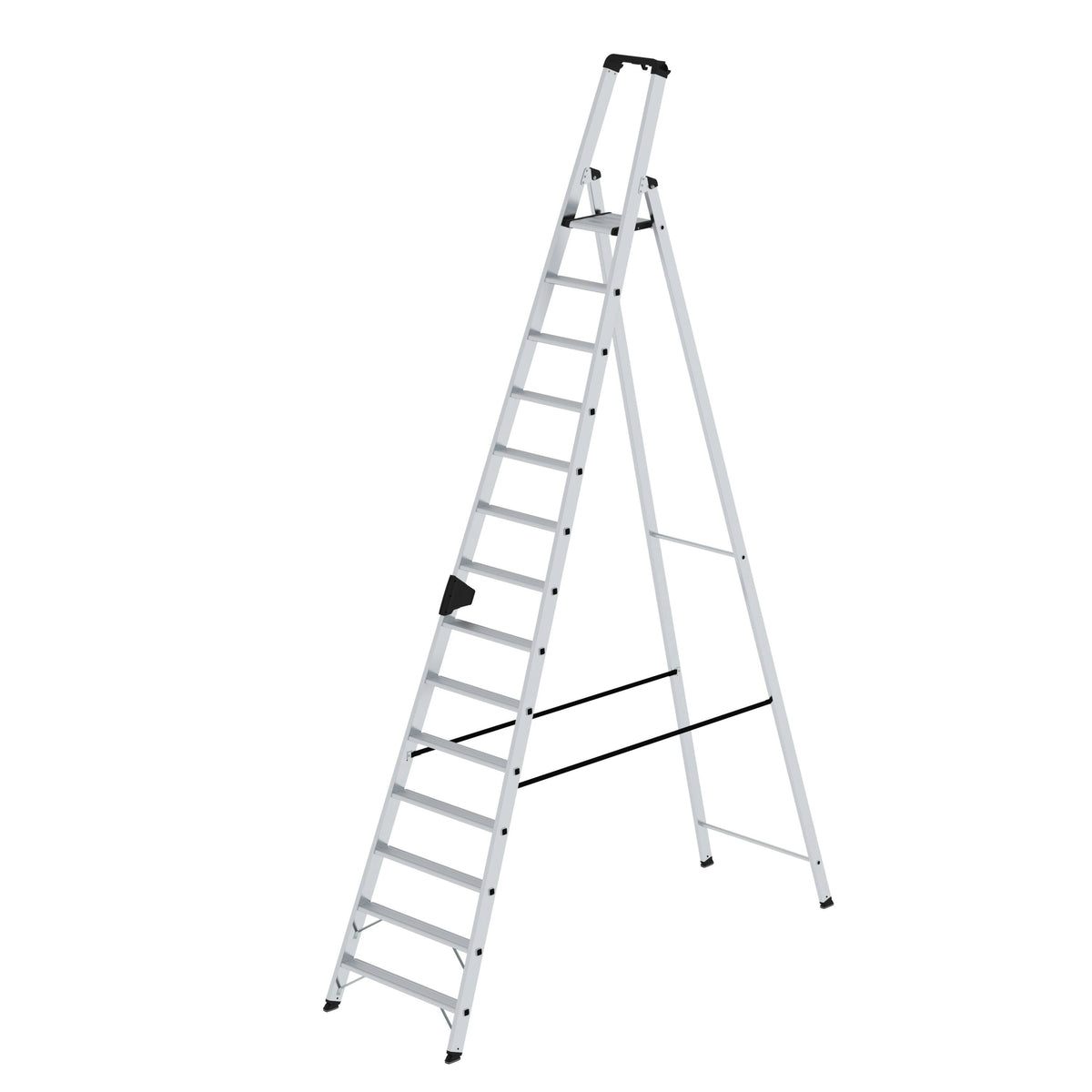 Munk Stufen-Stehleiter einseitig begehbar – Einseitig begehbare Alu-Stehleiter mit rutschfesten 80 mm Stufen, Ablageschale & 150 kg Tragkraft. Sicher & komfortabel arbeiten – jetzt bestellen! – Jetzt erhältlich im MTN Shop DE. - imagen 9