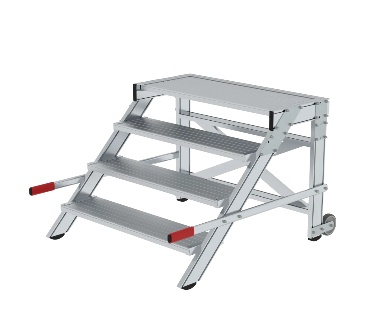 Munk Arbeitspodest fahrbar, Stufenbreite 1000 mm, Aluminium geriffelt - imagen 3
