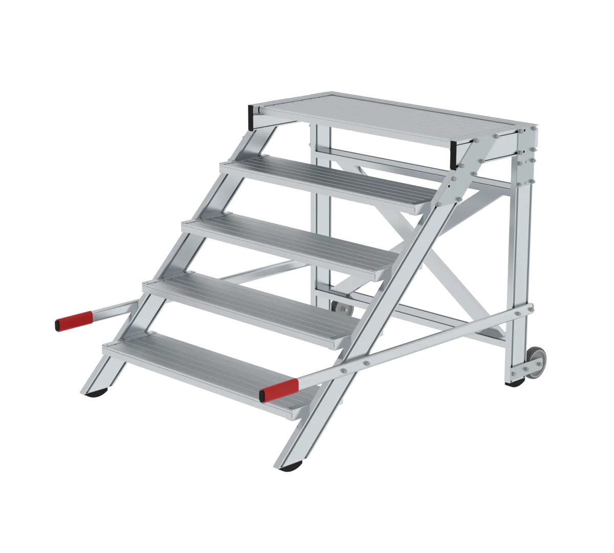 Munk Arbeitspodest fahrbar, Stufenbreite 1000 mm, Aluminium geriffelt - imagen 4