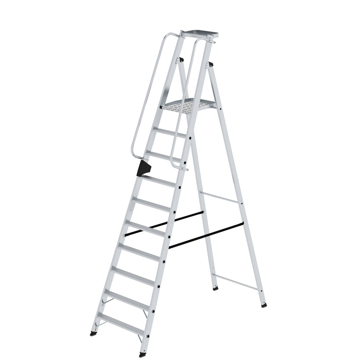 Munk Plattformleiter – Alu-Plattformleiter mit rutschfesten Stufen, Geländer & Rollen für sichere, komfortable Arbeit. 150 kg Tragkraft. Jetzt bestellen! – Jetzt erhältlich im MTN Shop DE.