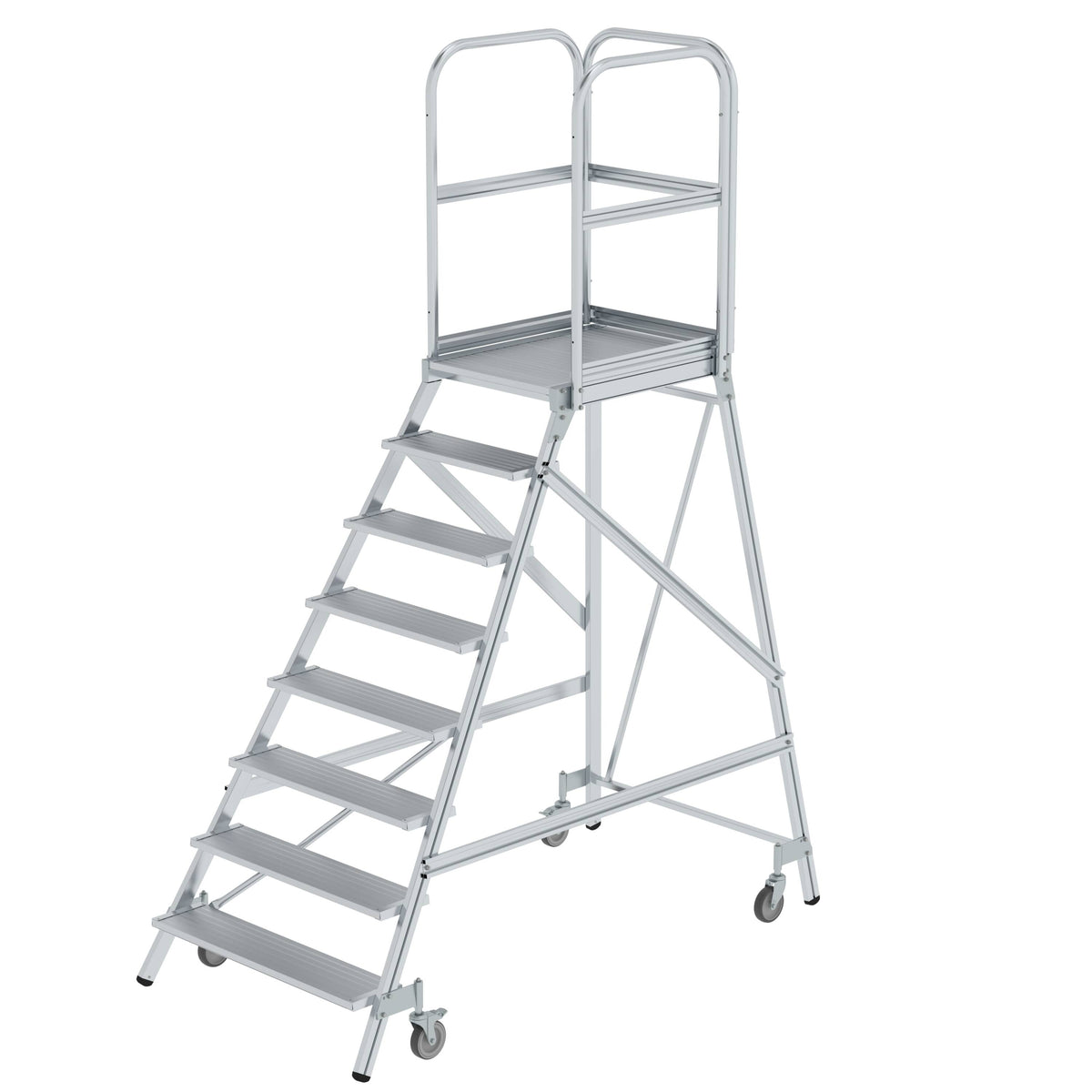 Munk Podesttreppe einseitig begehbar – Alu-Podesttreppe mit rutschfesten Stufen, geräumiger Plattform & Geländer für sicheres Arbeiten. 150 kg Tragkraft. Jetzt bestellen! – Jetzt erhältlich im MTN Shop DE. - imagen 7