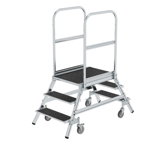 Munk Podesttreppe beids. begehbar mit Federrolle Korundbeschichtung R13