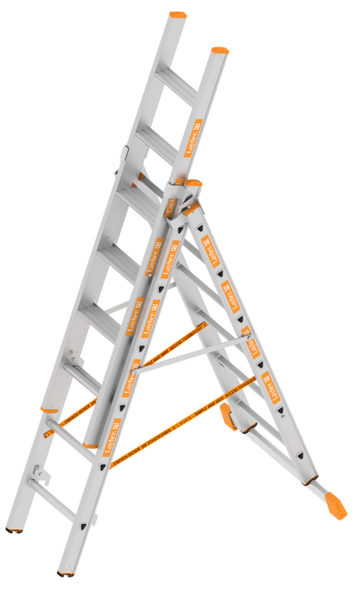 Layher Allzweckleiter 3-teilig mit Stufen TOPIC – Multifunktionale Leiter, schnell montierbar, sicherer Stand, flexible Einsatzmöglichkeiten. Ideal für alle Höhen! Jetzt bestellen! – Jetzt erhältlich im MTN Shop DE.