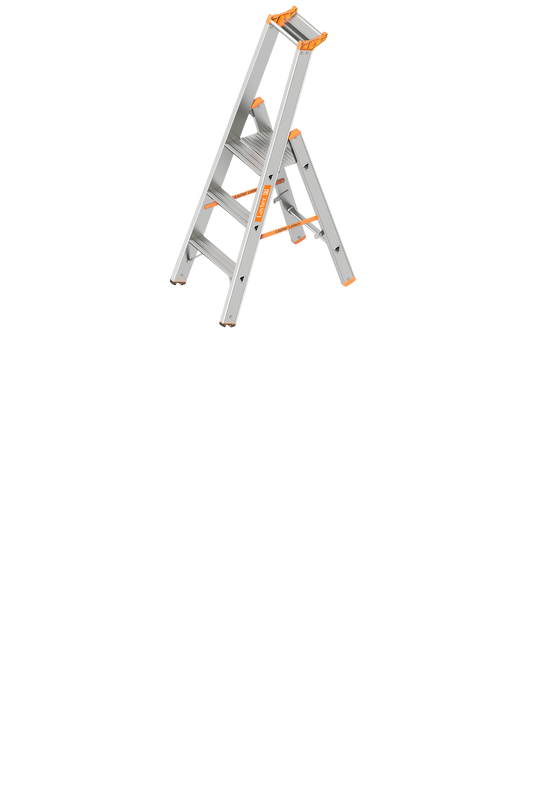 Layher Stufenstehleiter einseitig begehbar TOPIC – Robuste, einseitig begehbare Leiter mit sicherem Stand, großem Podest und optionaler Spreizsicherung. Jetzt sichern und bequem arbeiten! – Jetzt erhältlich im MTN Shop DE.