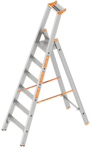 Layher Stufenstehleiter einseitig begehbar TOPIC – Robuste, einseitig begehbare Leiter mit sicherem Stand, großem Podest und optionaler Spreizsicherung. Jetzt sichern und bequem arbeiten! – Jetzt erhältlich im MTN Shop DE. - imagen 4